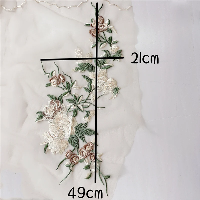 1Pc Embroidery Flower Patch Applique Wedding Clothing Decoration Boutonniere Patches 49*21cm