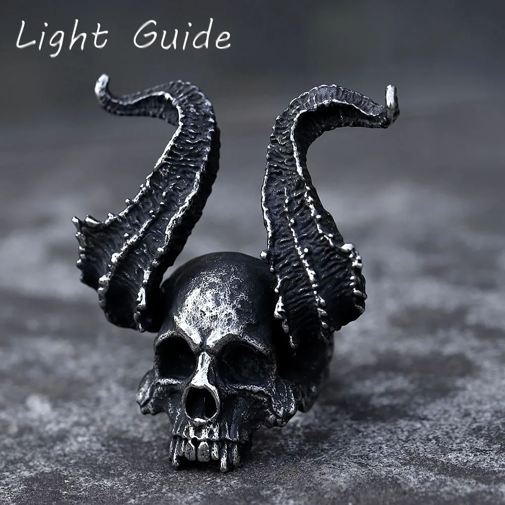 2022 NEW Men\'s 316L stainless-steel rings Skull Ring Horned Satan Devil ring for teens gothic punk Jewelry Gifts Dropshipping