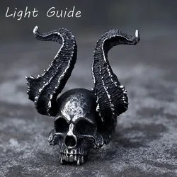 2022 NEW Men's 316L stainless-steel rings Skull Ring Horned Satan Devil ring for teens gothic punk Jewelry Gifts Dropshipping