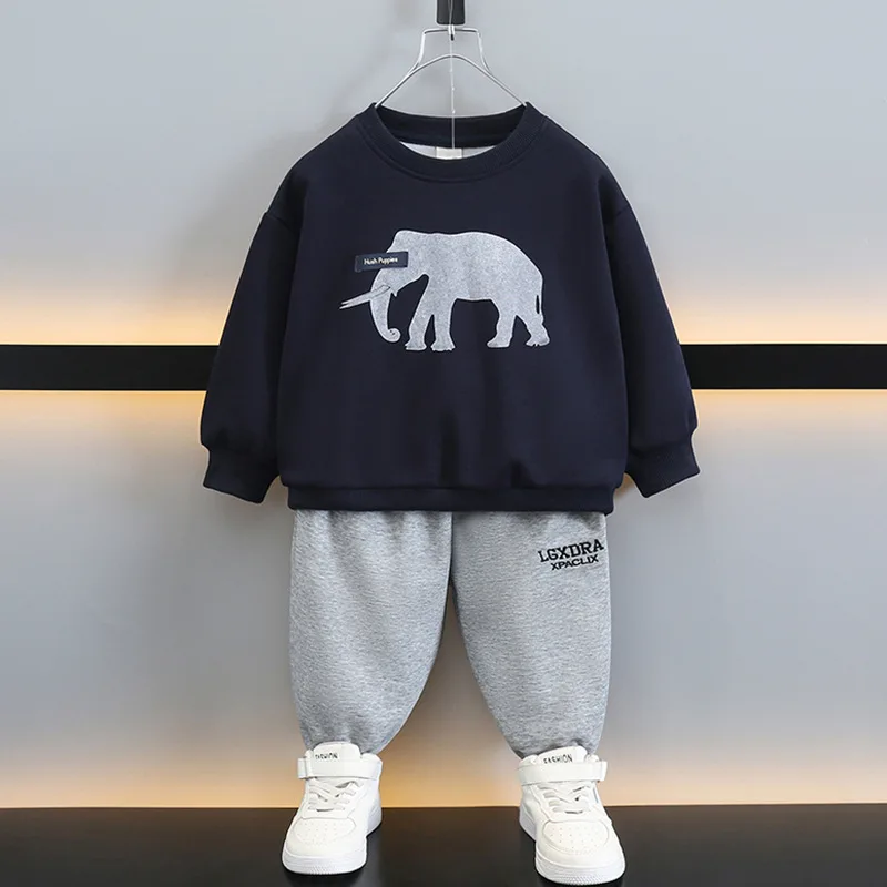 

Spring Autumn Boy Clothes Set Children Outfits Boy Casual Elephant Print Sweatshirts+Pants 2Piece Suit Kids Tracksuits 2-11Years