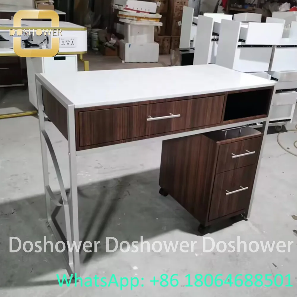 白赤ベントマニキュアネイルテーブルペディキュアダブルキャビネットネイルテーブルサロン耐久性のある高級マニキュアテーブルサプライヤー