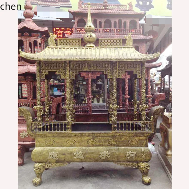 Cz outdoor copper iron round incense burner with lid paper burning stove ancestral hall cast iron rectangular flat mouth
