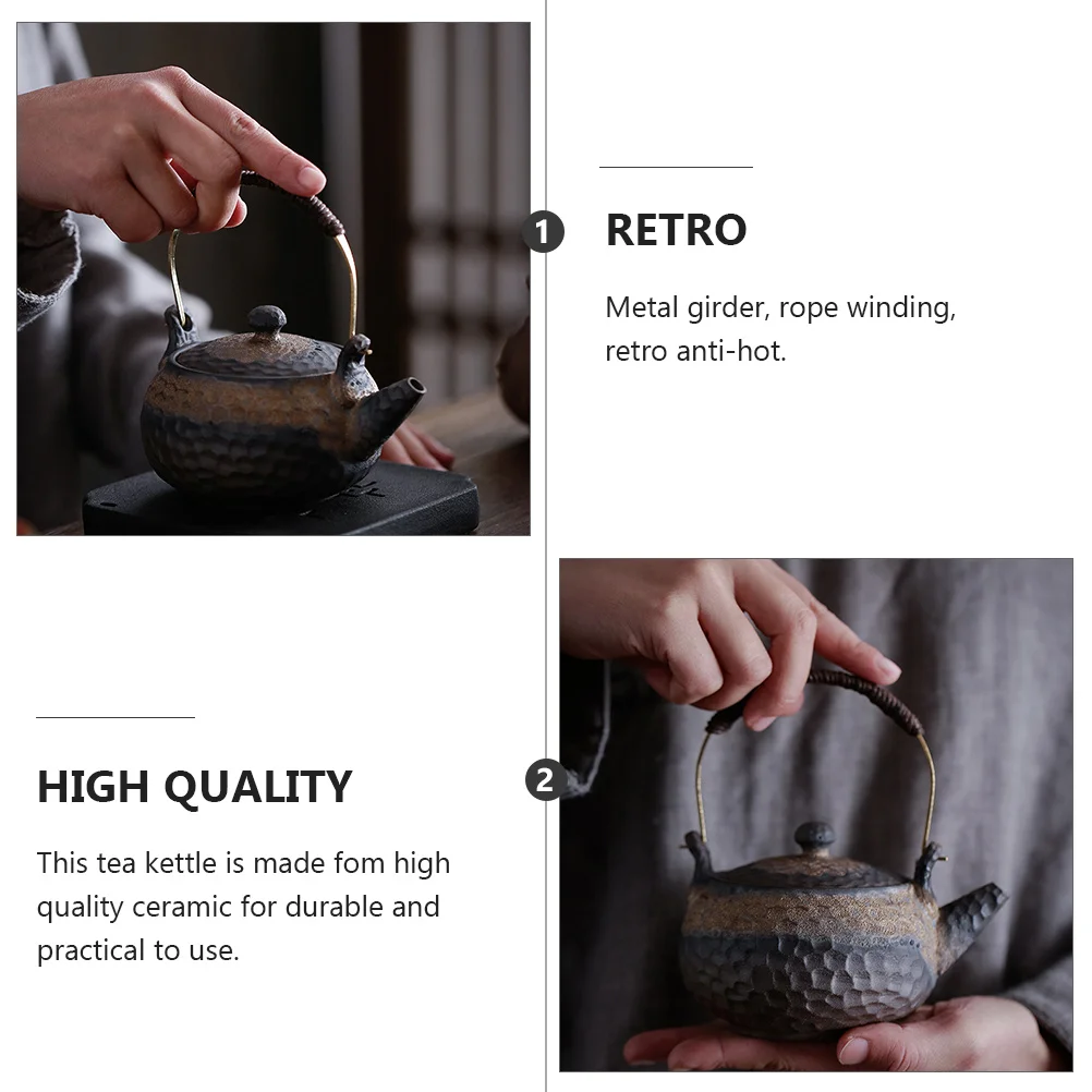 

230Ml Lifting Handle Teapot Ceramic Retro Style Heat Resistant Tea Pot with Filter Hole for Home Kung Fu Tea Set Portable