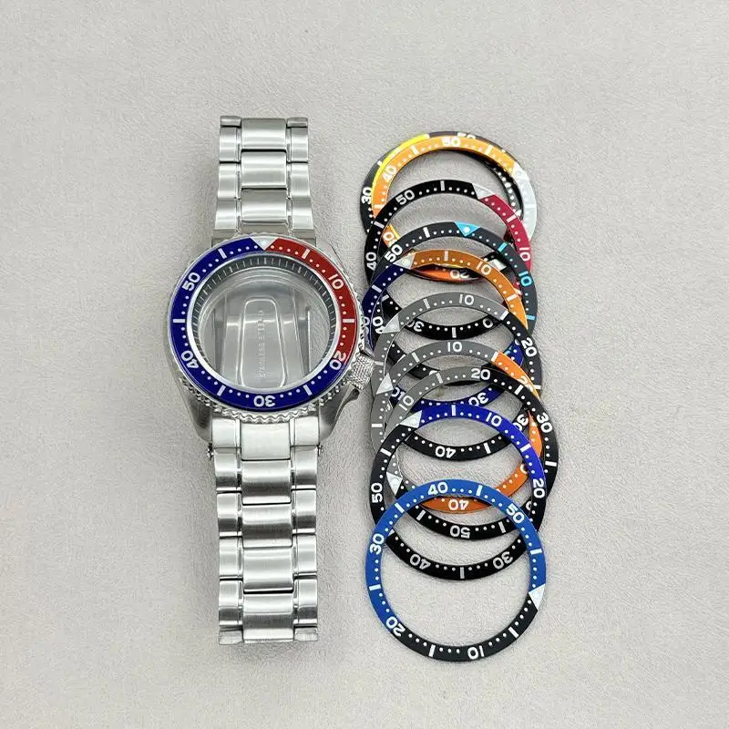 42mm Watch Case Set SKX007 Case with 30.5mm Chapter Ring 38mm*31.5mm Bezel insert Sapphire Mirror For NH35 NH36 4R 7S Movement