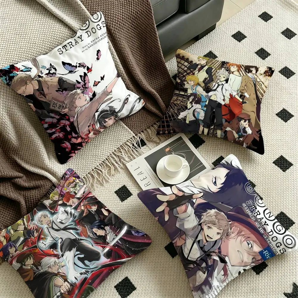 B-Bungo Stray Dogs Cushion Cover Car Throw Pillow Case For Sofa Car Christmas Gift 40x40cm 45x45cm