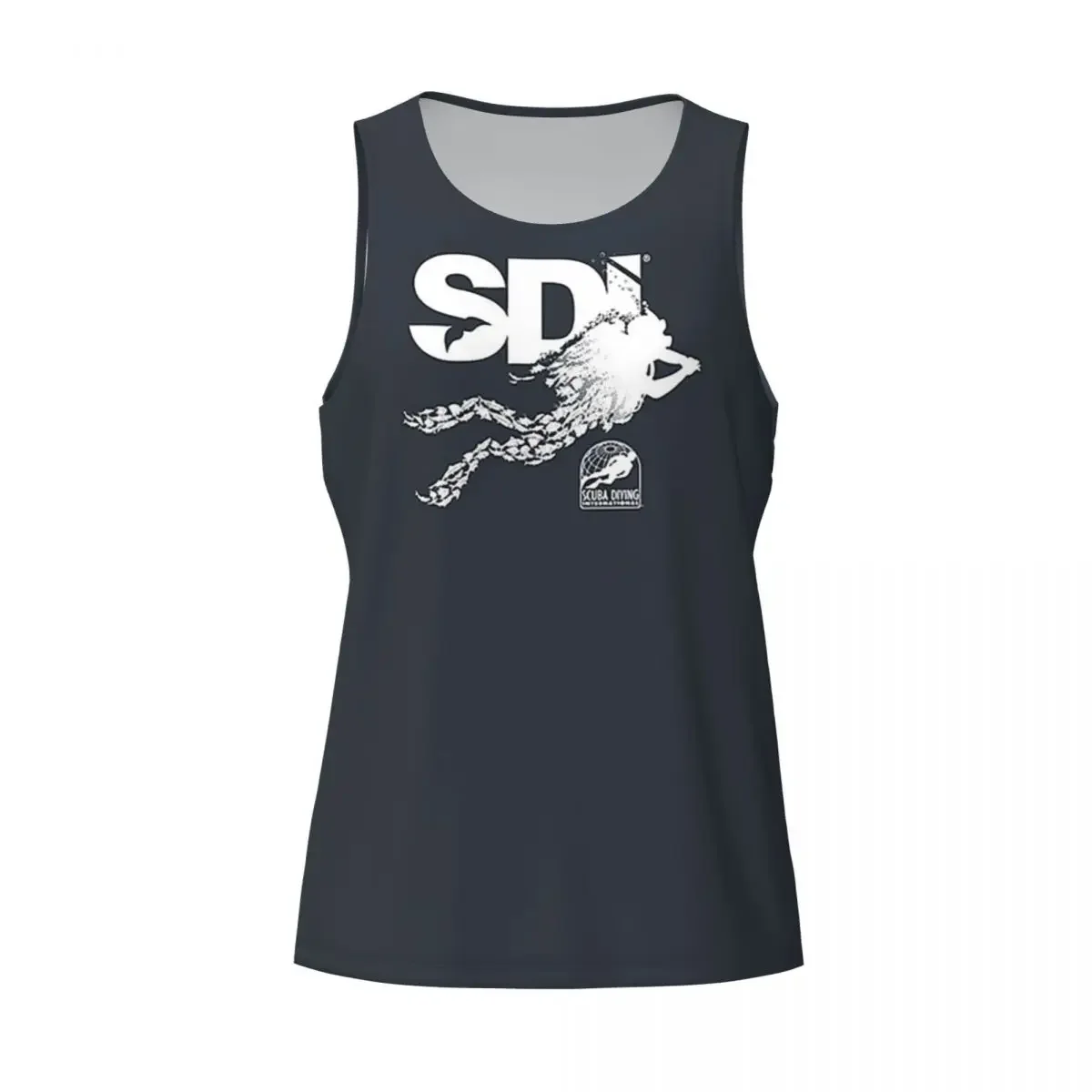 Quick Dry Scuba Diving International (SDI)- Scuba Fish Diver Gym Tank Muscle Sleeveless Shirt Bodybuilding Breathable Vest