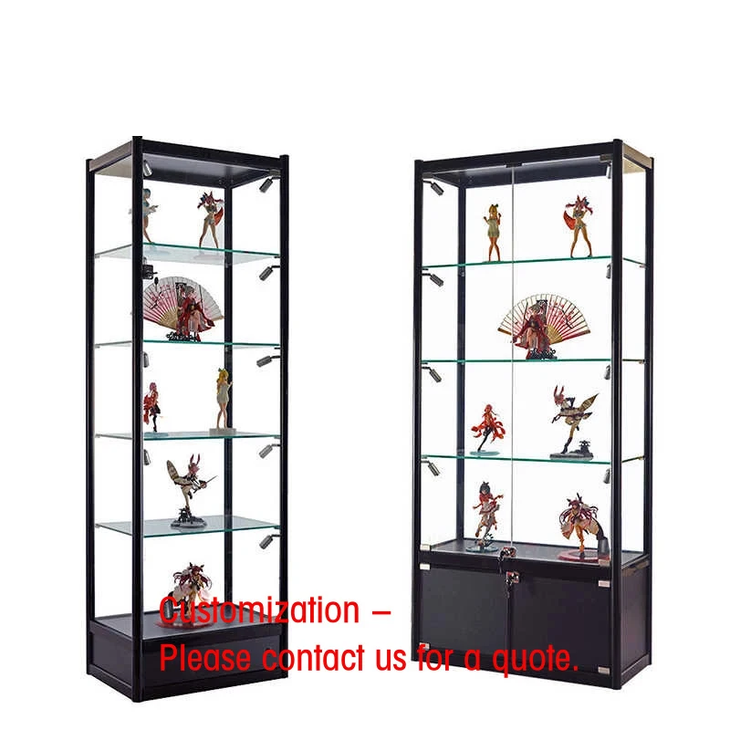 custom.Commercial Jewelry Display Showcase Dustproof Shelf Full View Glass Cabinet Aluminium Framed Upright Glass Sho