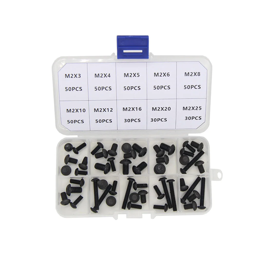 Multi-Size Assortment Kit of Button Head Hex Socket Cap Screws M2 / M2.5 / M3 / M4 / M5 | Grade 10.9 Black Oxide | ISO 7380