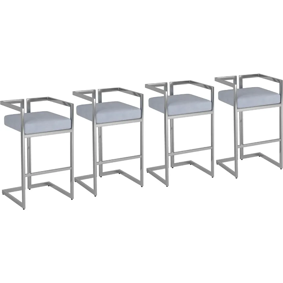 Bar Stools Set of 4 Modern Upholstered Counter Height Bar Stools with Metal Leg 26 inch Seat Height Island Stools Countertop Ba