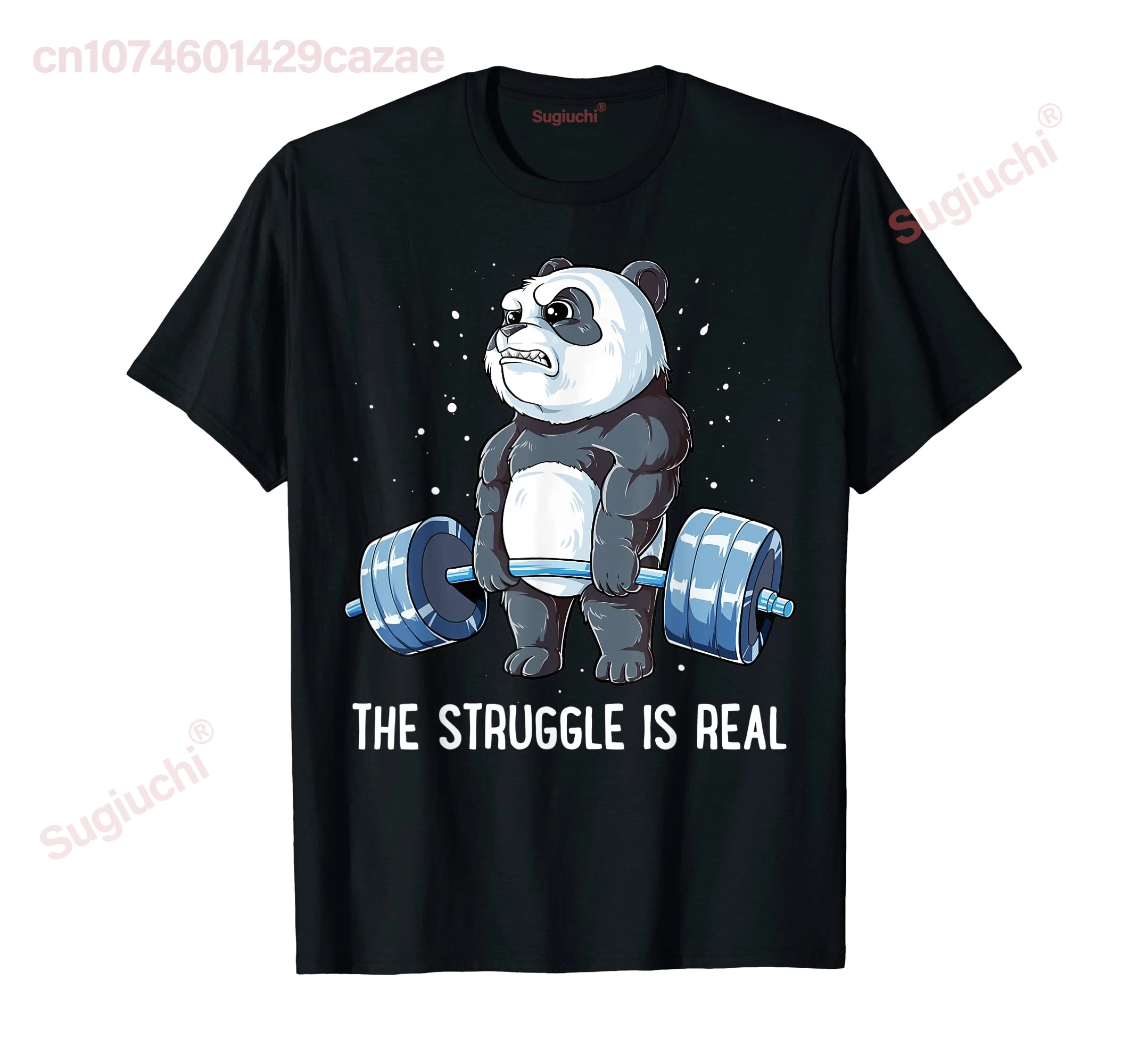 

100% Cotton Panda The Struggle Is Real Weightlifting Fitness Gym Funny T-Shirt MEN WOMEN UNISEX T Shirts Size S-6XL