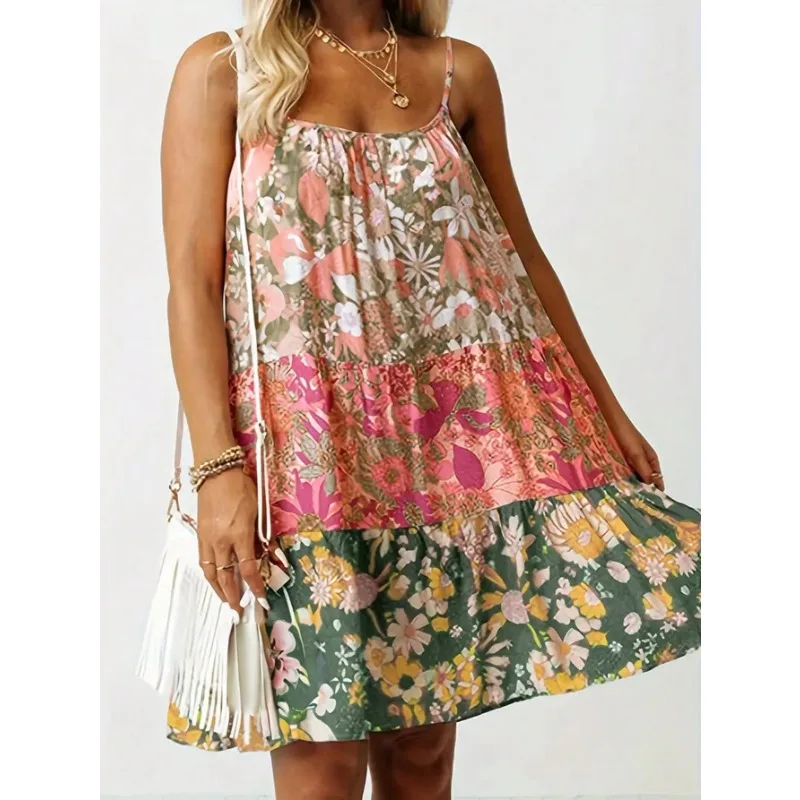 بالإضافة إلى حجم 0XL-5XL المرأة الجديدة المألوف المطبوعة المرقعة فضفاضة عارضة فستان بروتيل #4