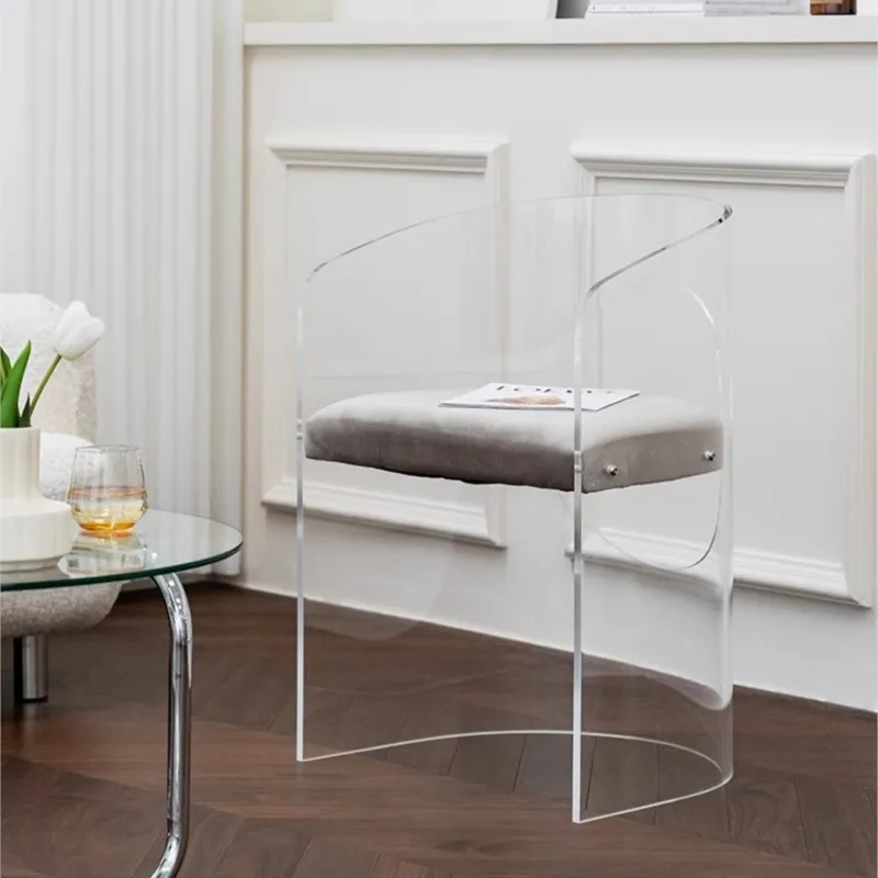 Light Luxury Acrylic Transparent Stool Simple Vanity Stool Fashion Crystal Coffee Bar Chair Leisure Furniture Backrest Chair