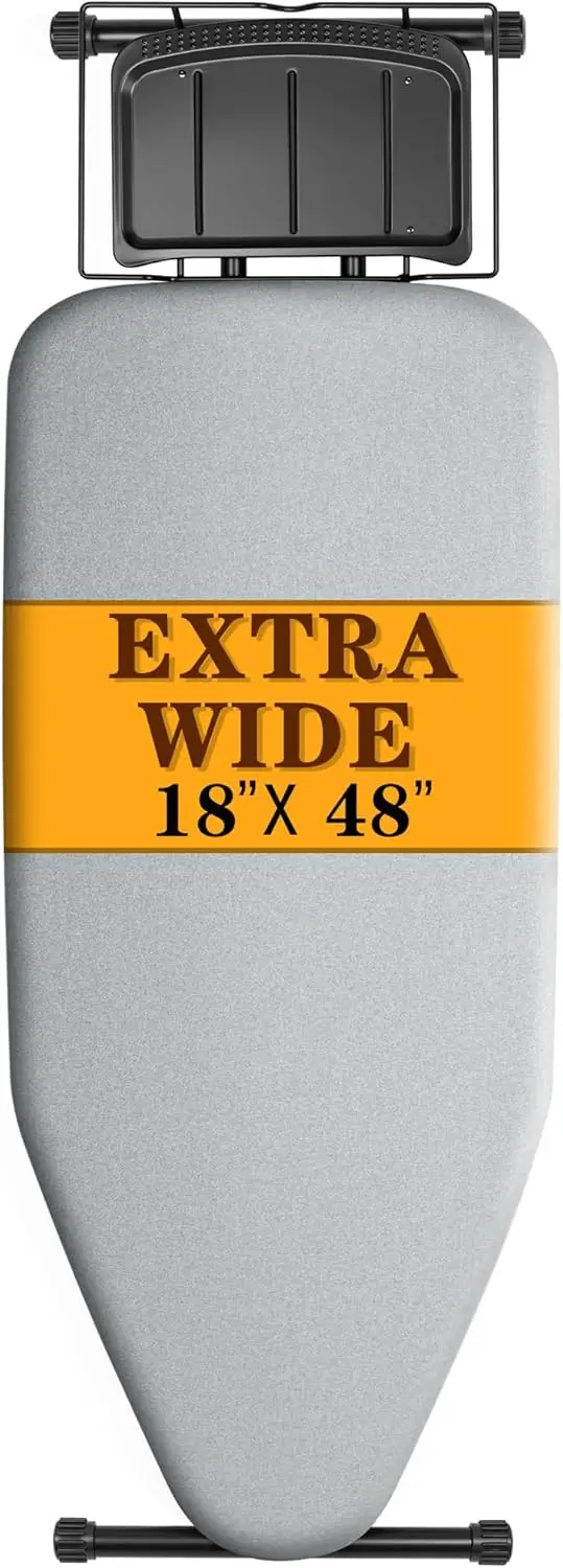 

Классическая гладильная доска полноразмерная 57" x 18" с подставкой для утюга, сверхширокая, цельнометаллическая конструкция, регулируемая по высоте, термостойкая и устойчивая.