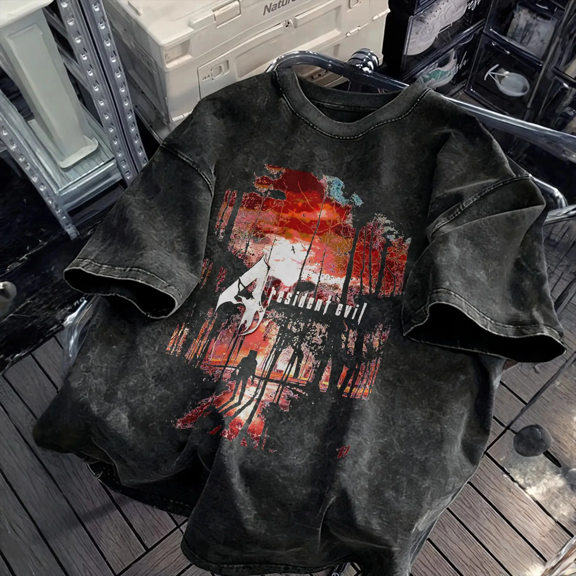 Resident Evil 4   Resident T-Shirt Beach  Vintage T-Shirts Cotton Fashion Tee Shirt For Man Short-Sleeve Loose Tees