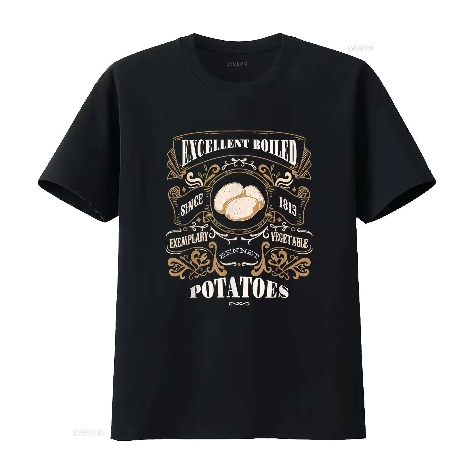 

EXCELLENT BOILED POTATOES Pride Prejudice Jane Austen Meme T Shirt vintage Washed Casual Slightly Stretched designer clothes