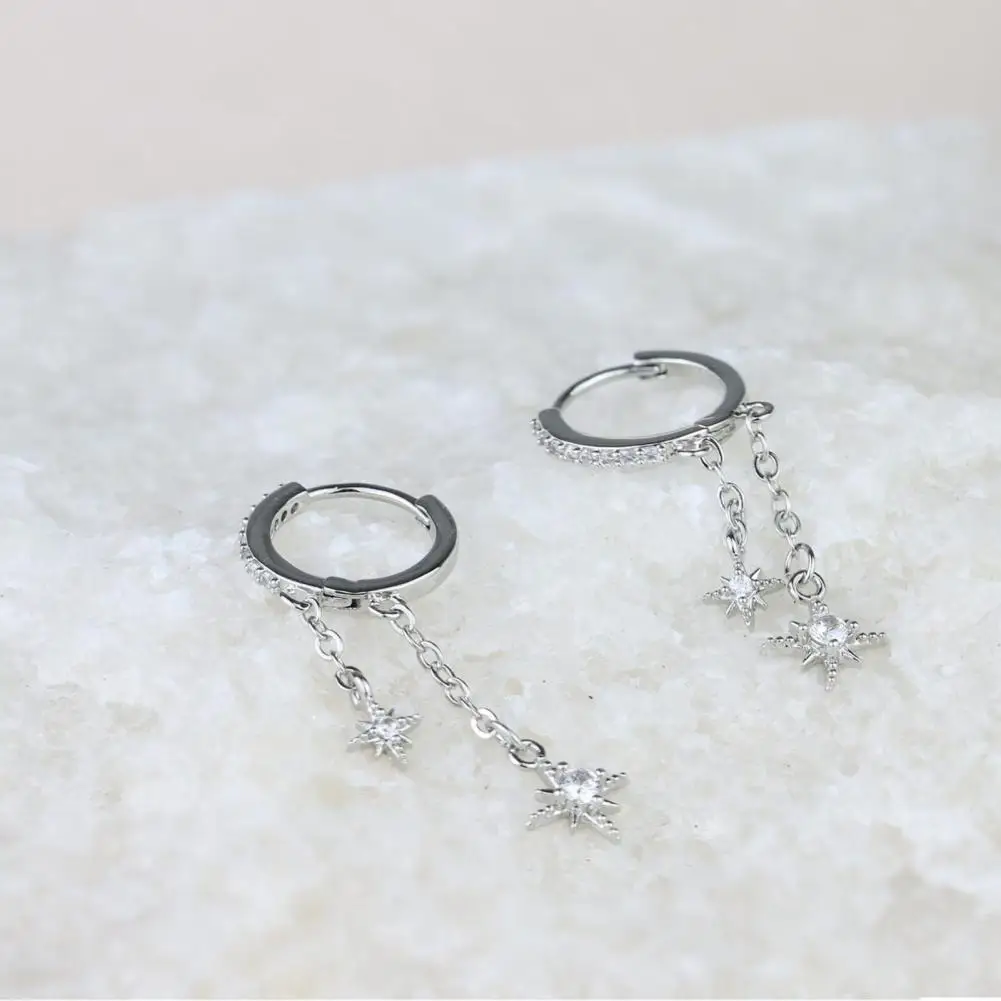 Earrings Set Sparkling Earrings 3 Pairs Women Earrings Moon Star Charm Huggie Electroplated Rhinestone Studs Party Prom Dating