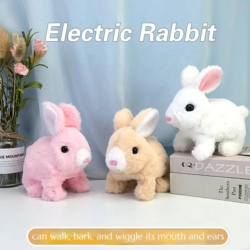 Simulation Electric Plush Rabbit Cute Electric Pet Rabbit Walking Jumping Running Shaking Ears Children's Educational Toy Gift