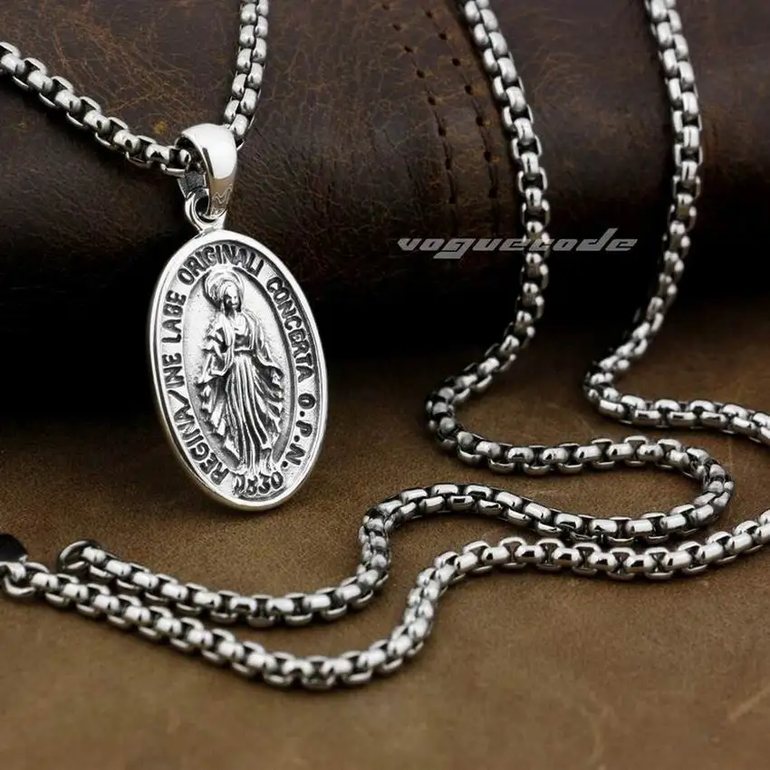 

925 Sterling Silver Charms Virgin Mary Pendant 8Q012