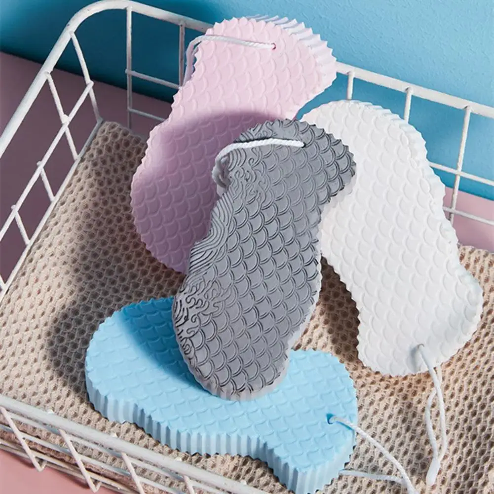 Esponja 3D exfoliante para baño, esponjas para fregar a escamas de pescado, herramienta para fregar el baño para adultos y niños, herramienta para