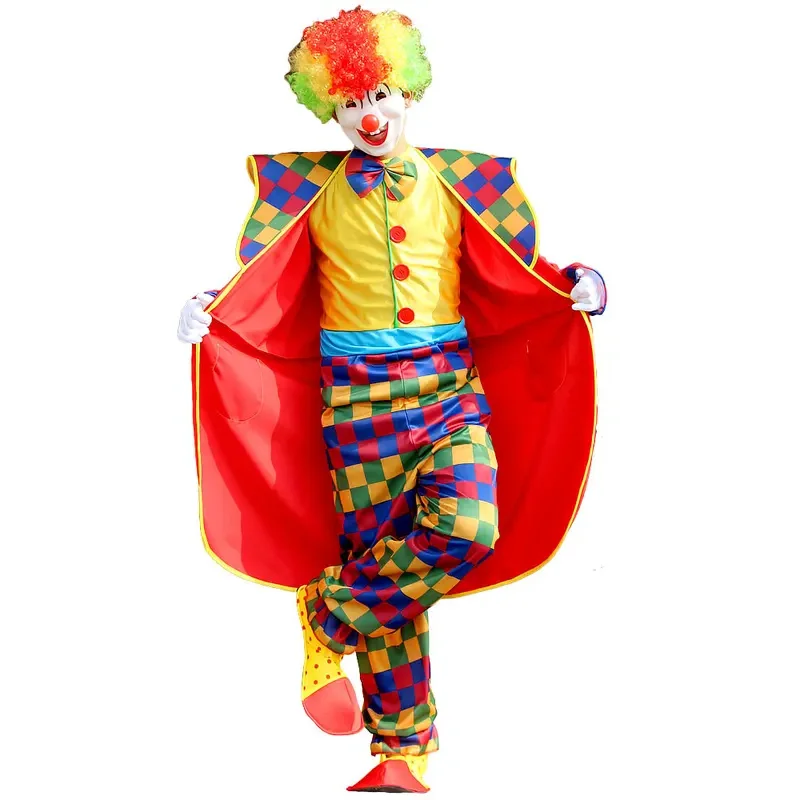 SN55Muta per adulti Clown del circo Costume cosplay Vestito per spettacoli teatrali Festa di carnevale Abbigliamento da clown con accessori Nuovo A @ 54WE