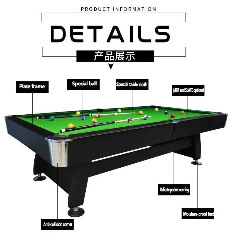 High end Professional Custom 9ft Solid Wood Billiard Modern Pool Table with Full Accessories