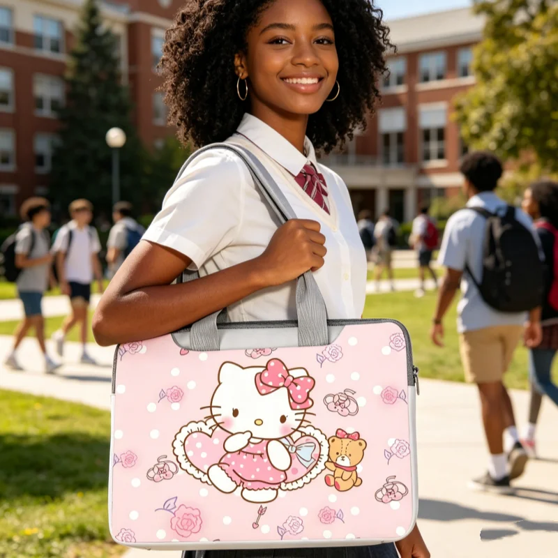 

Сумка для ноутбука с рисунком Hello Kitty Kuromi, сумка на плечо, портфель, сумка для хранения, подходит для 13, 14, 15, 16 дюймов, Macbook Air Pro, подарок
