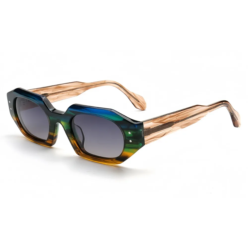 

New Fashion Handmade Square Acetate Women Sunglasses Trendy Street Photography Men Eyewear Customizable Logo Prescription Lenses