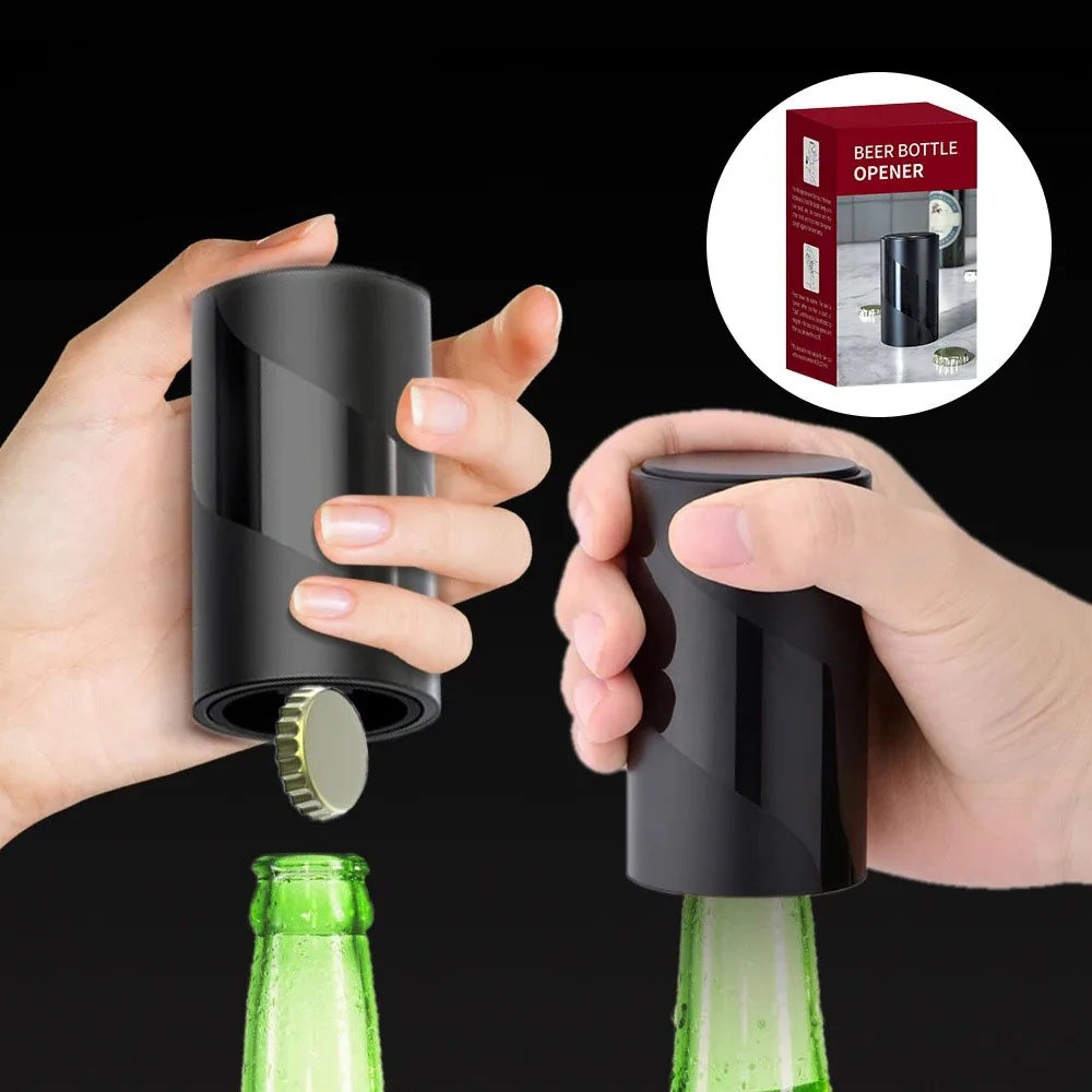 Creative Beer Bottle Opener Press Automatic Cap Opener Non Destructive Beer Portable Magnetic Beer Bottle Cap Beer Opener