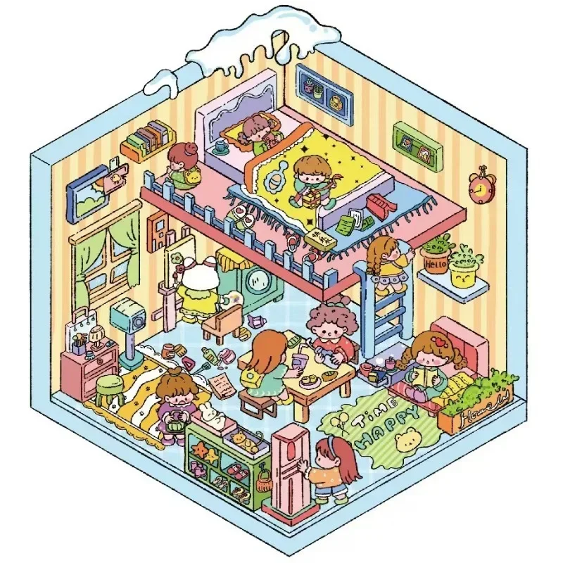 3 Dimensional Cartoon Animal Landscape Korean Stickers Miniature Scene PET  Decompression Management Store Play House Game