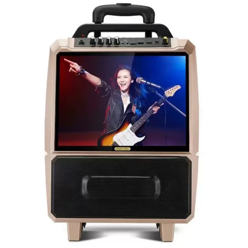 Portable Trolley KTV Speaker with Touch Screen, WiFi Wireless Outdoor Video Audio Player, Rechargeable Party Bluetooth Speaker