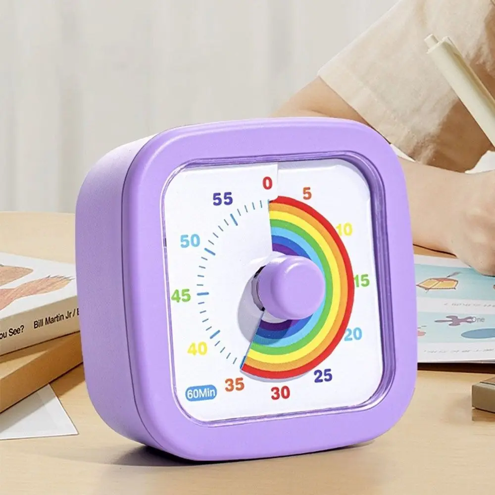 

60 Minutes Visual Timer Ultra Silent Round/Square Countdown Alarm Clock Self-discipline Visualization Kitchen Timer