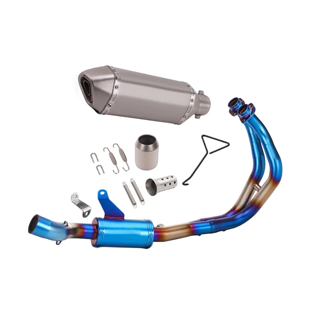 Exhaust Systems Fits YZF R7 2021-2023 Yamaha Whole System Exhaust Header Pipe Muffler Tips Blue Exhausts Pipes
