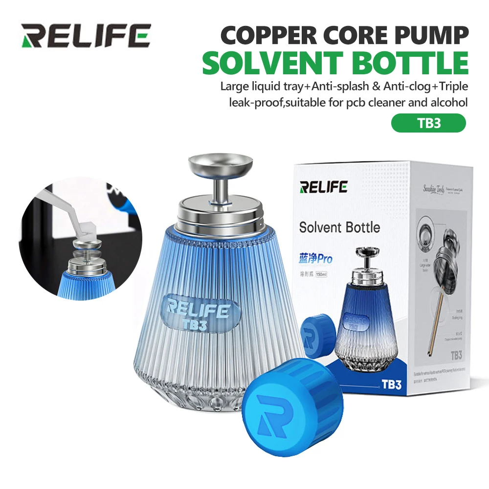 RELIFE TB3 Copper-Core Solvent Bottle for Mobile Tablet Repair Holds Cleaning Solution Alcohol Other Liquids Contains Tools