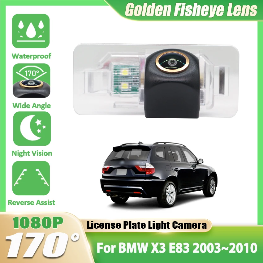 

Камера заднего вида для BMW X3 E83 2003 ~ 2007 2008 2009 2010 CCD камера заднего вида ночного видения камера номерного знака Золотая камера «рыбий глаз»