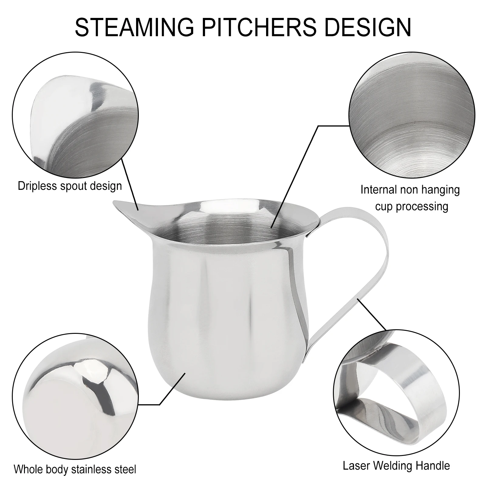 Mini Espresso oncia Flower Cup 2 pezzi in acciaio inox Milk Froth Steamer Cup per caffetteria/panetteria con 2 cucchiai