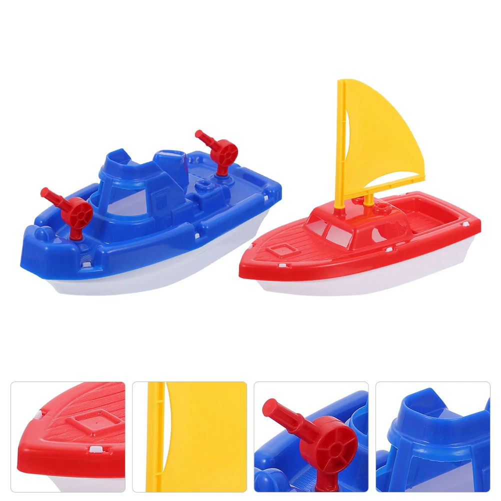 

2 Pcs Take Bath Speedboat Child Baby Beach Toys M Plastic Kids Sailing Playthings