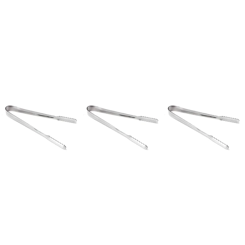 

B28C-3 Pcs 6 Inch Stainless Steel Ice Tong For Barbecue Food Salad Cake Bread Candy In The Kitchen Or Bar