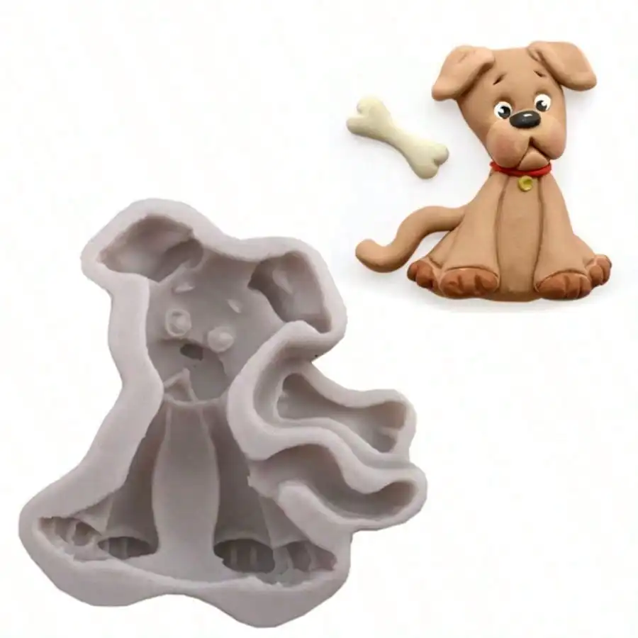 1pc Dog Silicone Fondant Mold Cake Decor Mould Chocolate Gumpaste Mould