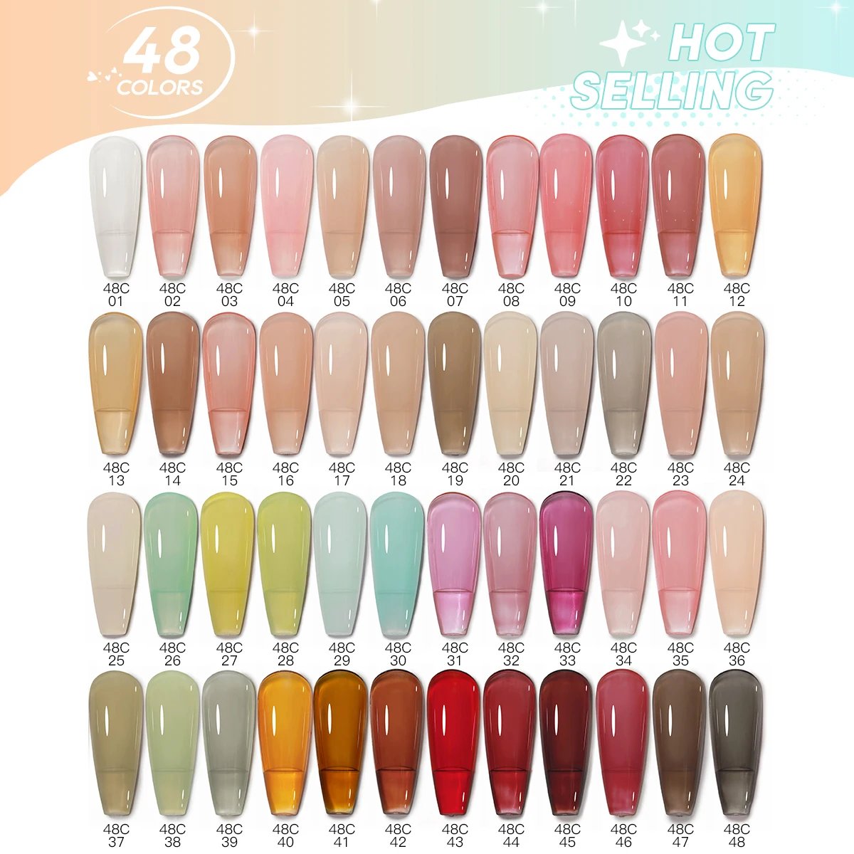 MXSI 15ml Rainbow 144 Colour Gel Nail Polish Blue Red Semi Transparent Varnish Soak Off UV Art Manicure Professional Salon DIY