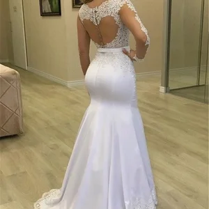 Scheine Langarmer -Meeresjungfrau Brautkleider sehen sich maßgeschneiderte Rückkehr zwei Stücke in Novia gekleidet in Novia 12 Hauptverkaufskleider Braut Outlet - №11