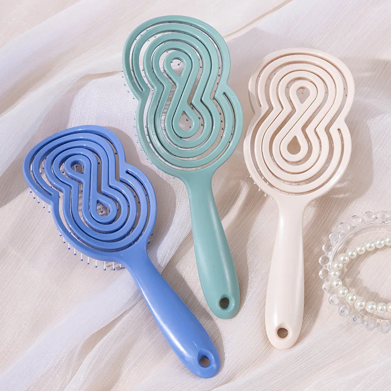 Hollow Out Straight Hair Comb Ribs Scalp Massage Air Cushion Comb Salon Hair Styling Tools Oval Comb Special for Real Hair Wigs