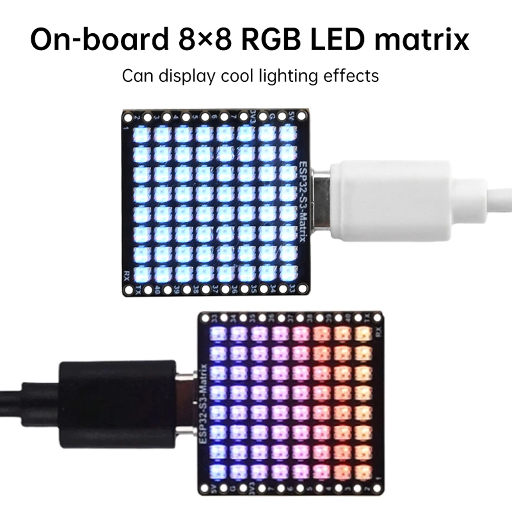 ESP32-S3-Matrix Ontwikkelbord Wifi Bt Ble 5 Mini Module Aan Boord 8 × 8 Rgb Led Matrix En Qmi8658c Standsensor