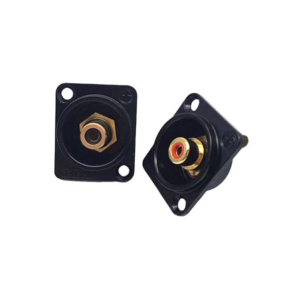 2pcs Female RCA Panel Mount Chassis Socket Connector, Excellent quality, Black Female Socket, Red&Black Colors Available