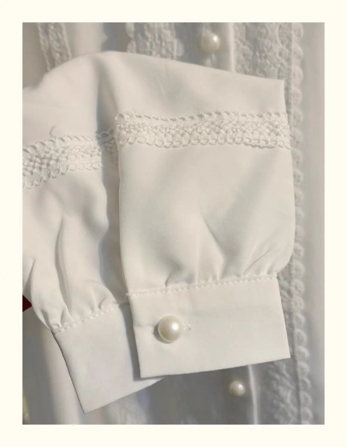Lace Patchwork White Mushroom Stand Collar Women 2025 Lantern Long Sleeved Top
