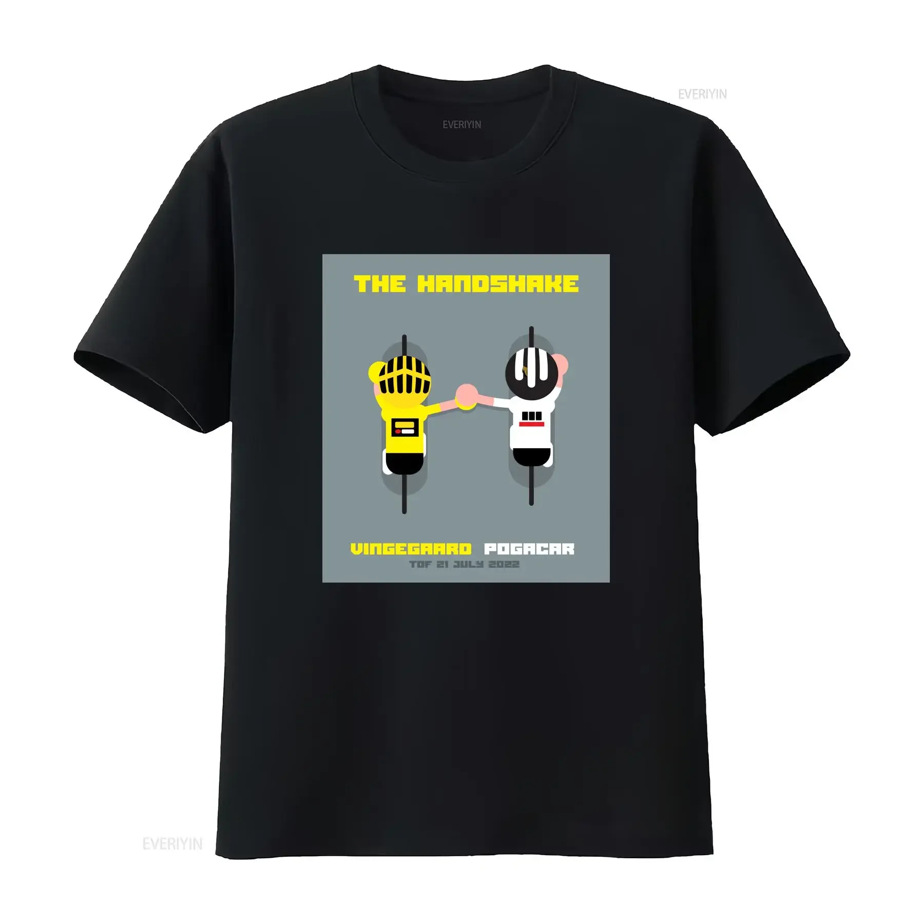 The Handshake Vingegaard Pogacar 2022 T shirt vintage Washed designer clothes Slightly graphic Casual Versatile Comfortable