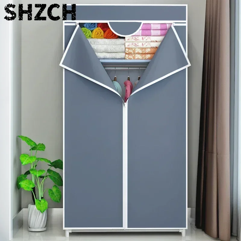 Portable Closet Large Wardrobe with 6 Shelves Clothes Organizer with Hanging Rods Wardrobe with Side Pockets Clothes