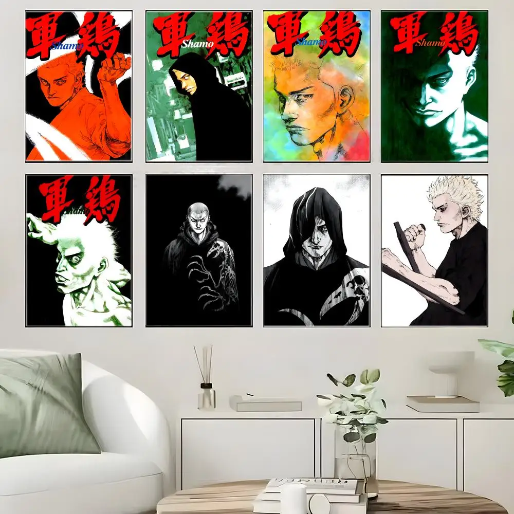 Póster Grunge Seinen Manga S-Shamo, sin arrugas, resistente al agua, duradero, decoración de pared para todo tipo de espacios