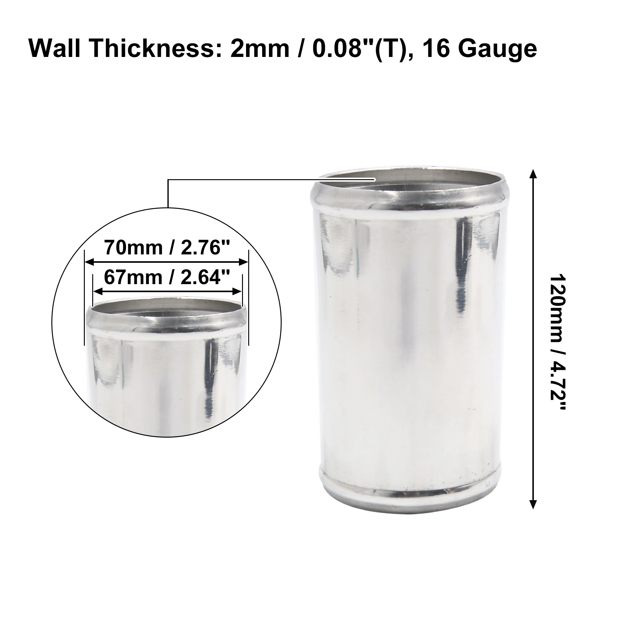 UXCELL OD 51 mm 57 mm 63 mm Länge 500 mm 120 mm Rohr aus Aluminiumlegierung, gerades Ladeluftkühlerrohr, Lufteinlassrohr für Autozubehör
