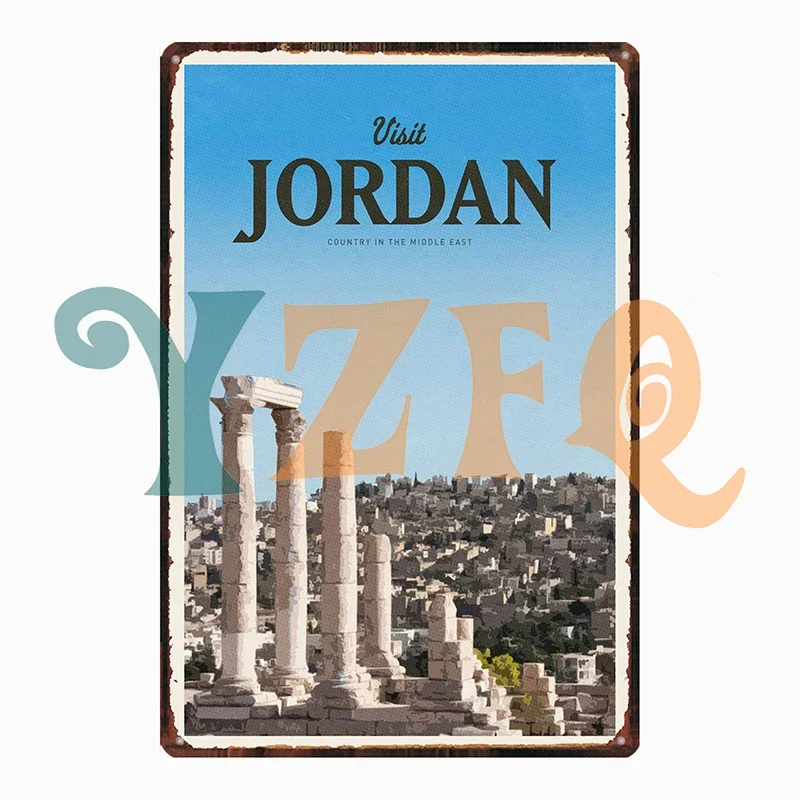 خمر مدينة السفر الملصقات ليون الأردن بوسطن شيكاغو القصدير لوحة معدنية بار مقهى غرفة المعيشة الديكور Gft بالجملة DU-12776A