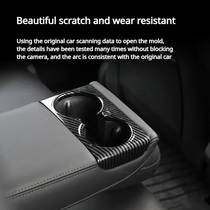 Rear Cup Holder Cover Panel for Tesla Model 3+ Back Row Cup Holder Protective Cover Decorative Frame New Model3 Highland 2024